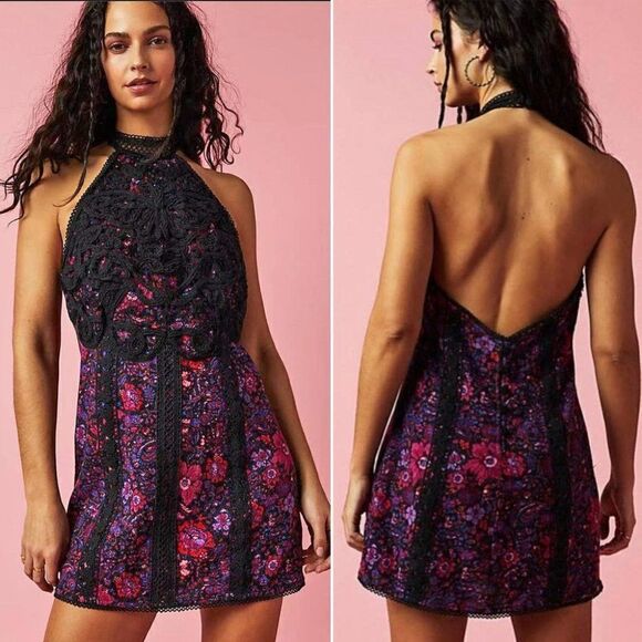 Free People Miss Me Mini Dress - Purple - Picture 1 of 1
